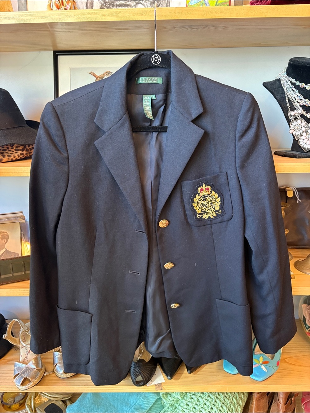 Lauren Ralph Lauren Navy Blazer with Gold Crest Patch